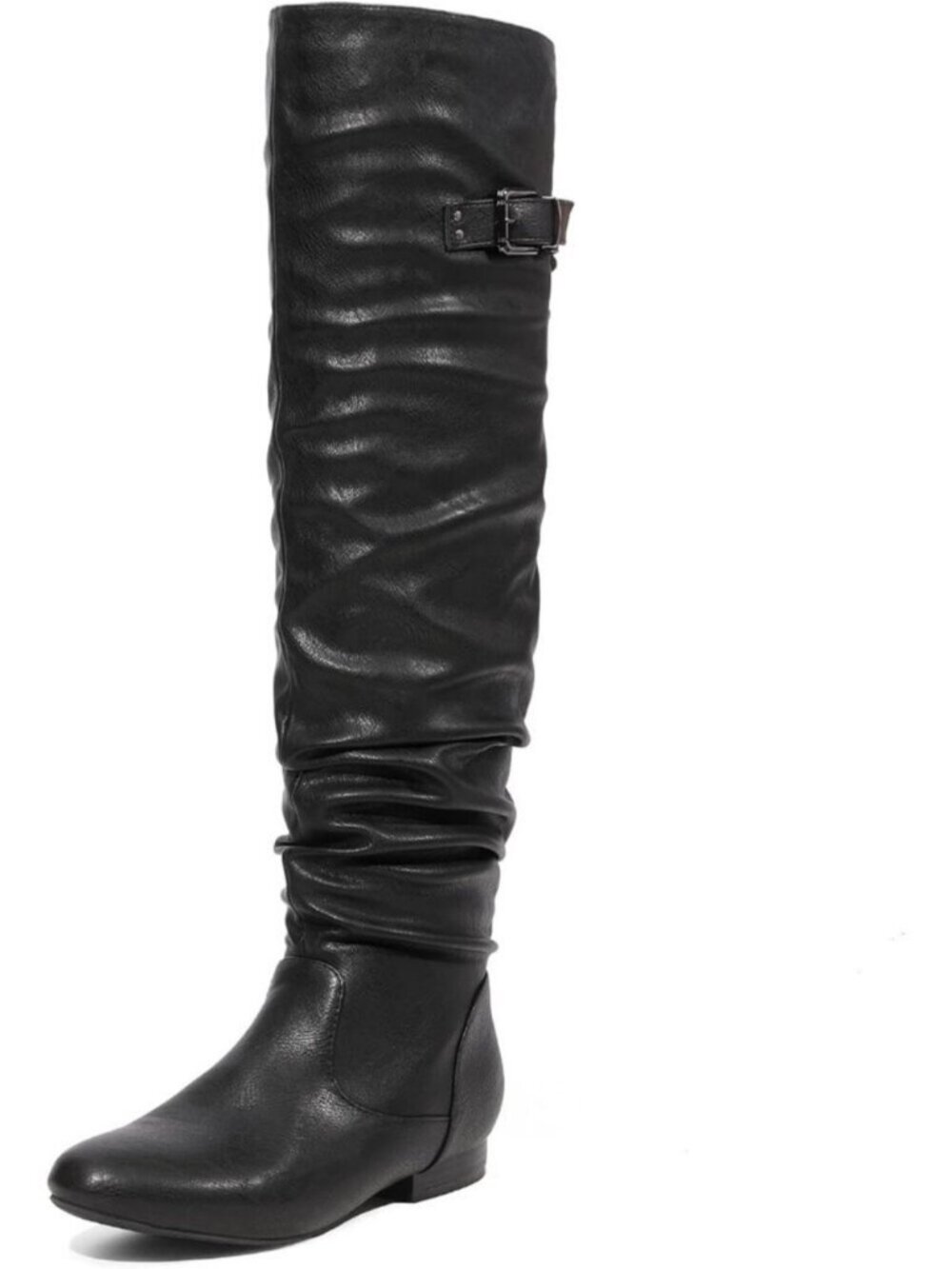 DREAM PAIRS Women's Black/Pu Round Toe Over The Knee Thigh High Winter Boots